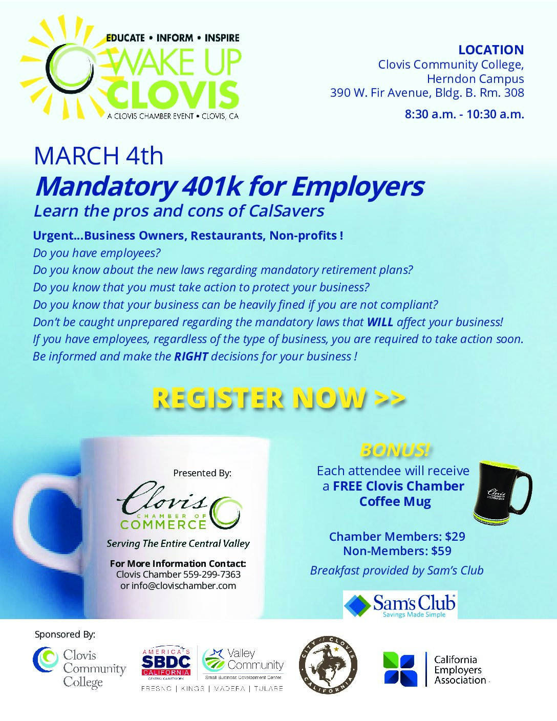 Wake Up Clovis – Mandatory 401k for Employers